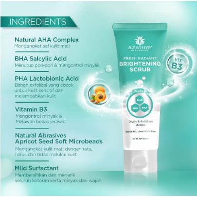 ^ KYRA ^ Azarine Fresh Radiant Brightening Scrub Triple Exfoliation Action With Pro Vitamin B3