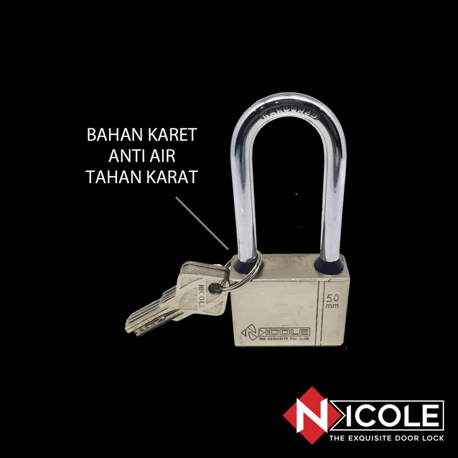 Nicole Gembok Pintu Rumah Besi / Gembok Pagar / Padlock Long 50mm Leher Panjang