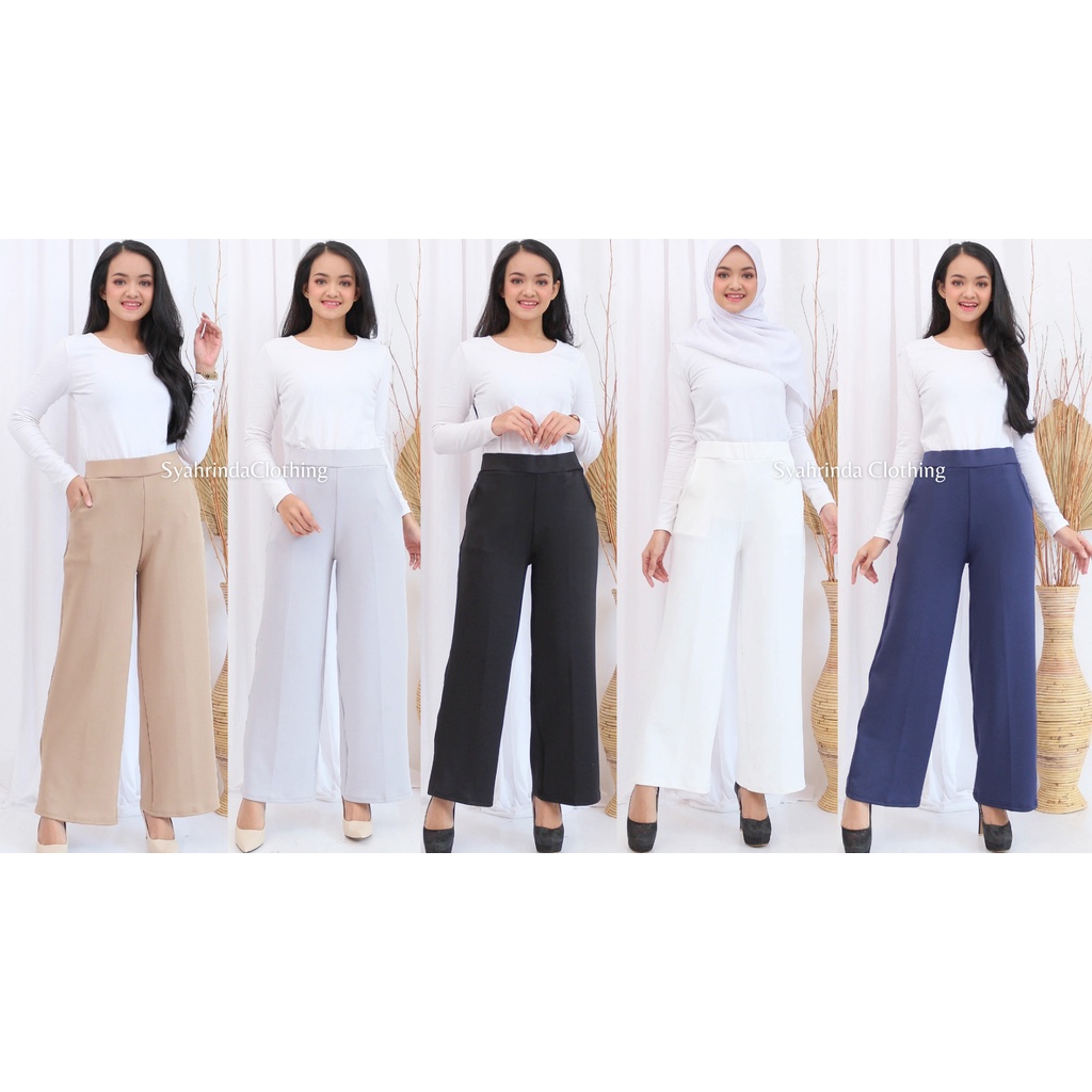 Celana Kulot Panjang Scuba Wanita Basic Cullote Pants Premium Melar Strech Bawahan Polos Celana