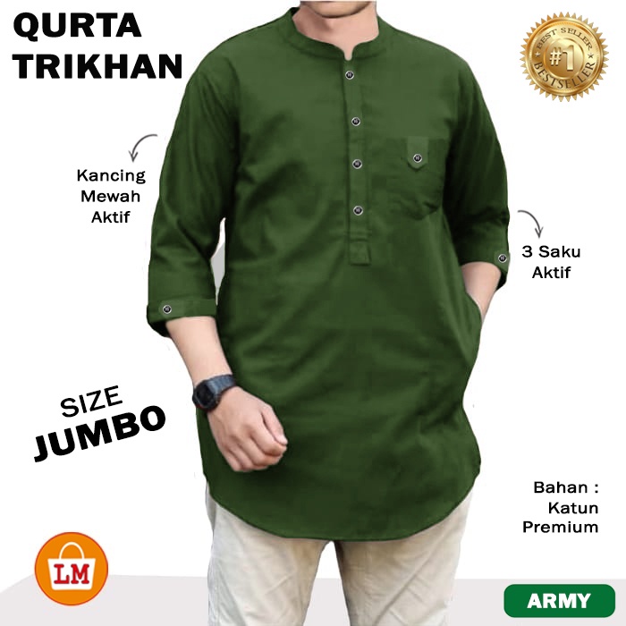 DG 10758 10762 10766 Baju Koko QURTA TRIKHAN Super Jumbo Baju Pria Muslim Terlaris Termurah-ARMY