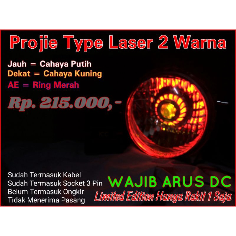 Lampu Depan Reflektor Yamaha Xride 115cc Projie Laser 2 Warna dan Angel Eye Merah