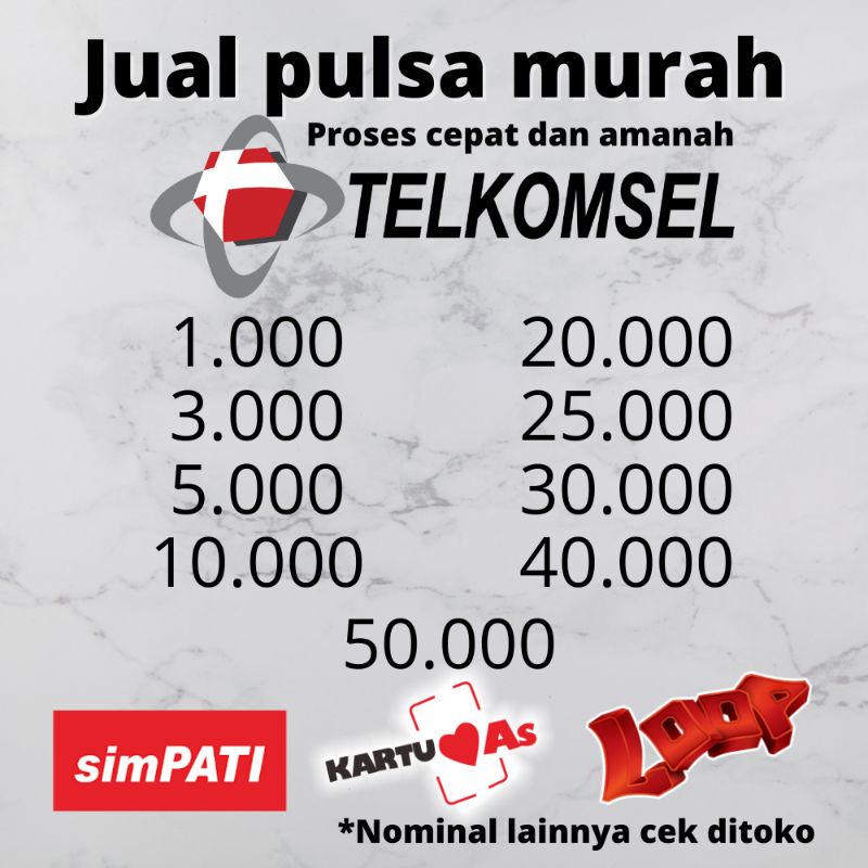 MURAH PULSA TELKOMSEL 5000 - 25000 TELKOMSEL KARTU AS SIMPATI LOOP