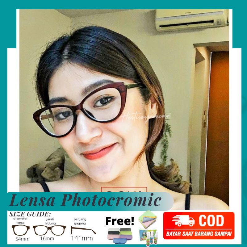 Kacamata 19070 Lensa Photocromic Geatis Lensa Minus Gratis Silinder Kacamata Wanita