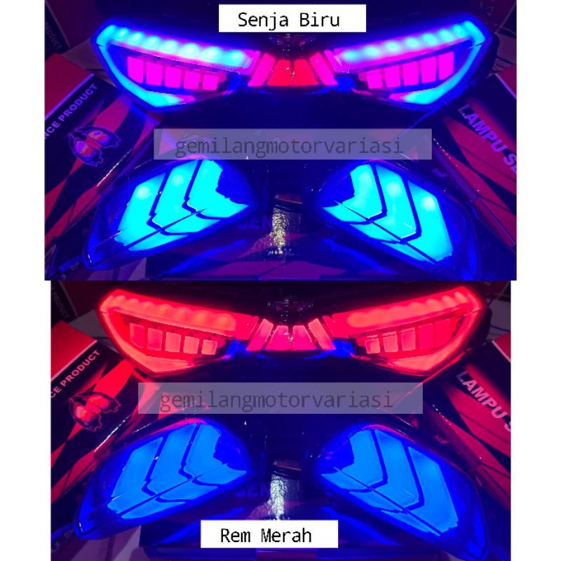 Lampu Stop Belakang Variasi Nmax 2020 New Led Running Senja Biru Dan