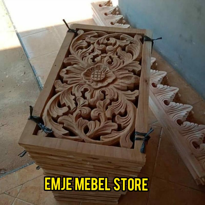 Dekorasi Dinding Ukir Ornamen Kayu Mahoni Ukiran Jalosi Jendela Pintu