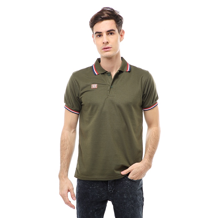 Hamlin Jack Atasan Formal Kaos Polo Pria Short Sleeve Material Cotton ORIGINAL - Army