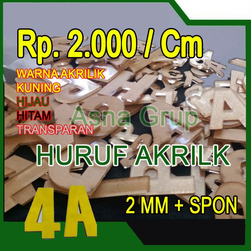AKRILIK HURUF + SPON COSTUM HARGA PER TINGGI CM