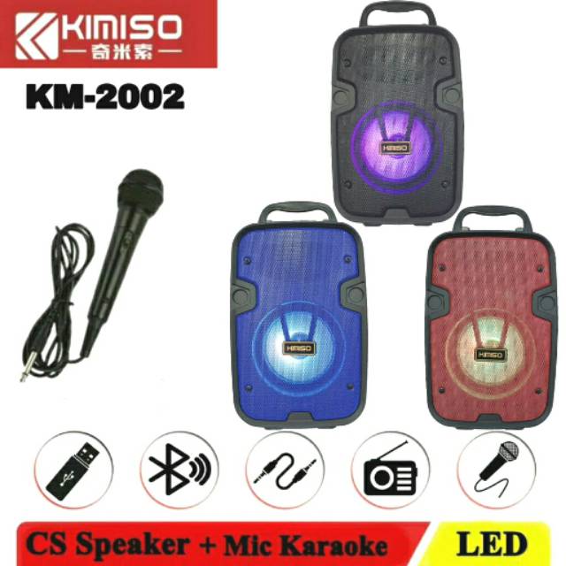 Speaker Bluetooh KIMISO Karaoke 4Inch Lampu LED  + Mic KIMISO Speaker Super Bass Speaker Aktif BASS