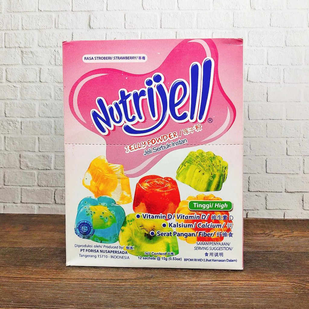

NUTRIJELL BOX JELLY POWDER JELI SERBUK INSTAN RASA STROBERI 12X15GR BOX