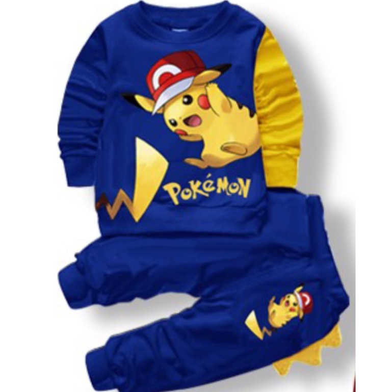 baju anak laki laki2 1 tahun motif pokemon setelan anak laki2 3_4 tahun pakaian anak laki2 Pikachu