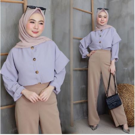 FORTGLASS KORINA BLOUSE WANITA DEWASA LENGAN PANJANG BAJU BLUS CEWE CEWEK POLOS WARNA MAROON