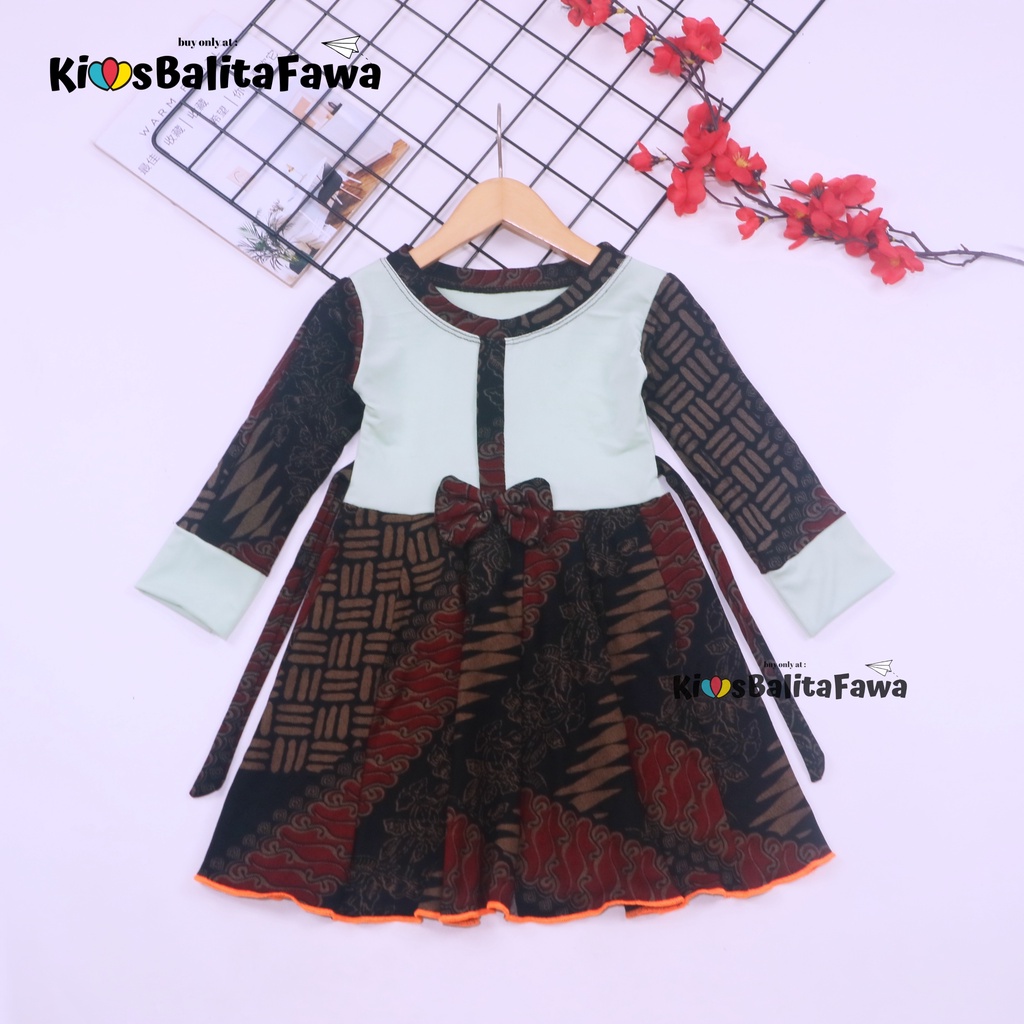 [BATIK] Dress Valencia uk 1-4 Tahun / Dres Lengan Panjang Anak Perempuan Motif Baju Pesta Adem