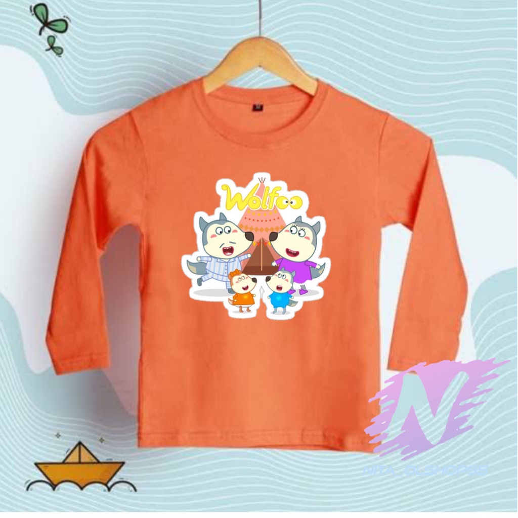 kaos wolfoo baju kaos anak wolfo animasi anak kaos lengan panjang