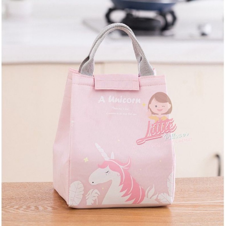 Tas Bekal Lunch Box Set Cooler Bag Unicorn Kotak Makan Termos Panas - Tas Bekal Anak - Tas Bekal Anti Panas