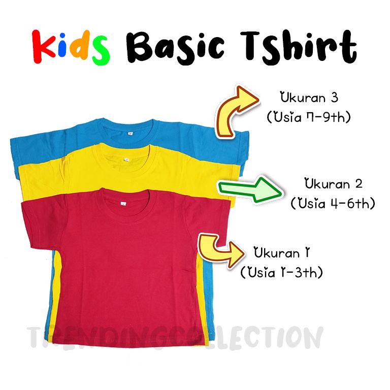 KAOS POLOS ANAK COTTON COMBED 30S [PREMIUM QUALITY] / COMBED REAKTIF