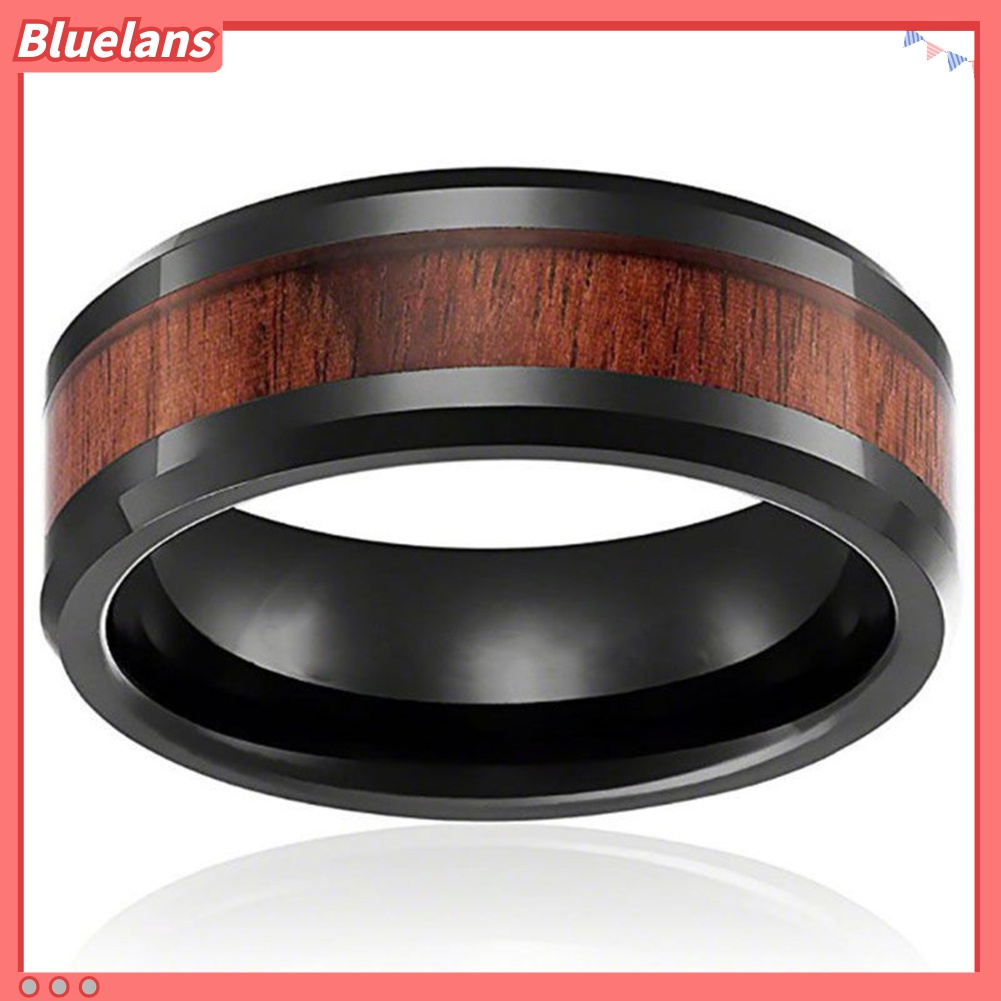 Cincin Bahan Titanium Steel Kayu Ukuran US 7-10 Untuk Pria Dan Wanita