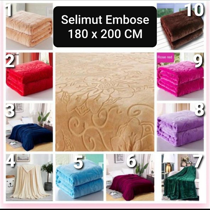 Selimut Dewasa Selimut Dewasa Tebal 180x200 Polos Embos Luxury Import - Pink No. 9(J1I4) Selimut Sel