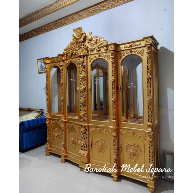 Bufet Hias Shima mewah jati Full Emas