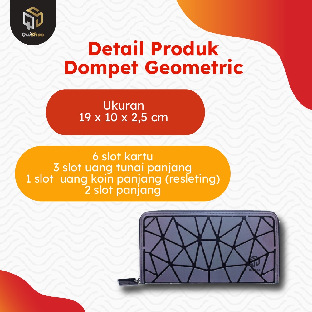 Dompet Panjang Geometric Geometris Luminous Wallet Aksesoris Wanita Berkualitas Termurah Premium