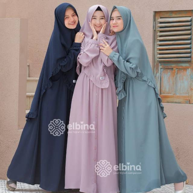 Set Dress + Khimar Embun By Elbina Hijab