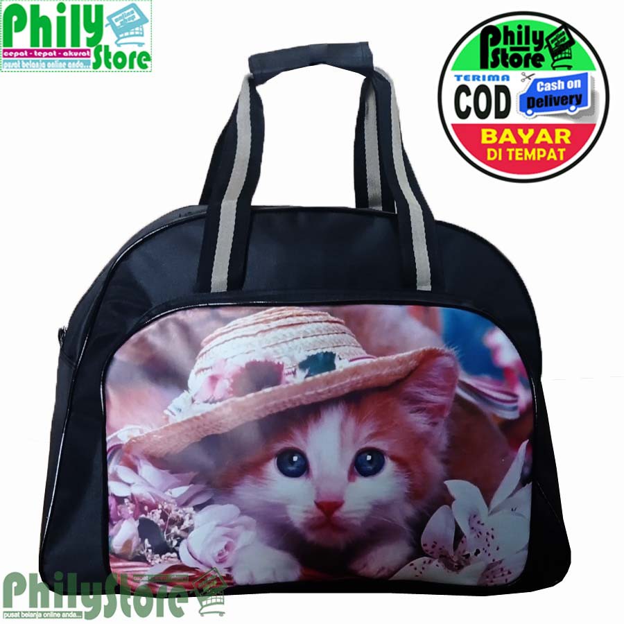 Tas Pakaian travel hand bag elle jumbo terlaris Motif Kucing Lucu Imut Tas Elle Gambar