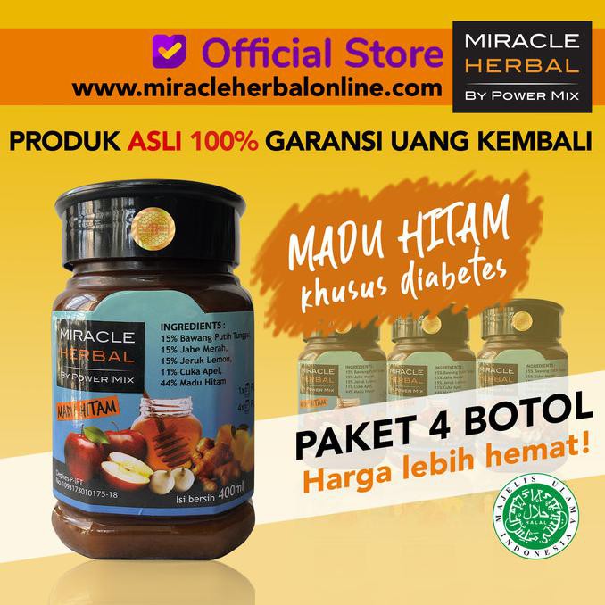 

PAKET 4 BOTOL MIRACLE HERBAL 400ML MADU HITAM