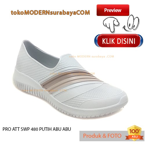 PRO ATT SWP 480 PUTIH ABU ABU Sepatu Wanita Sepatu Slip On Karet