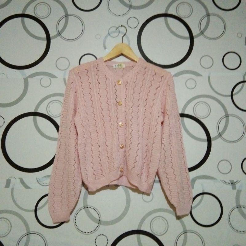 Cardigan&sweater/ sweater lengan balon,rajut jaring, fuzzy, vest thrift-6