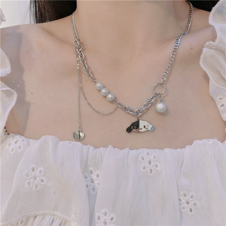 Cinnamon Dog Necklace Accessories Multilayer Splicing Clavicle Chain Pendant Personality