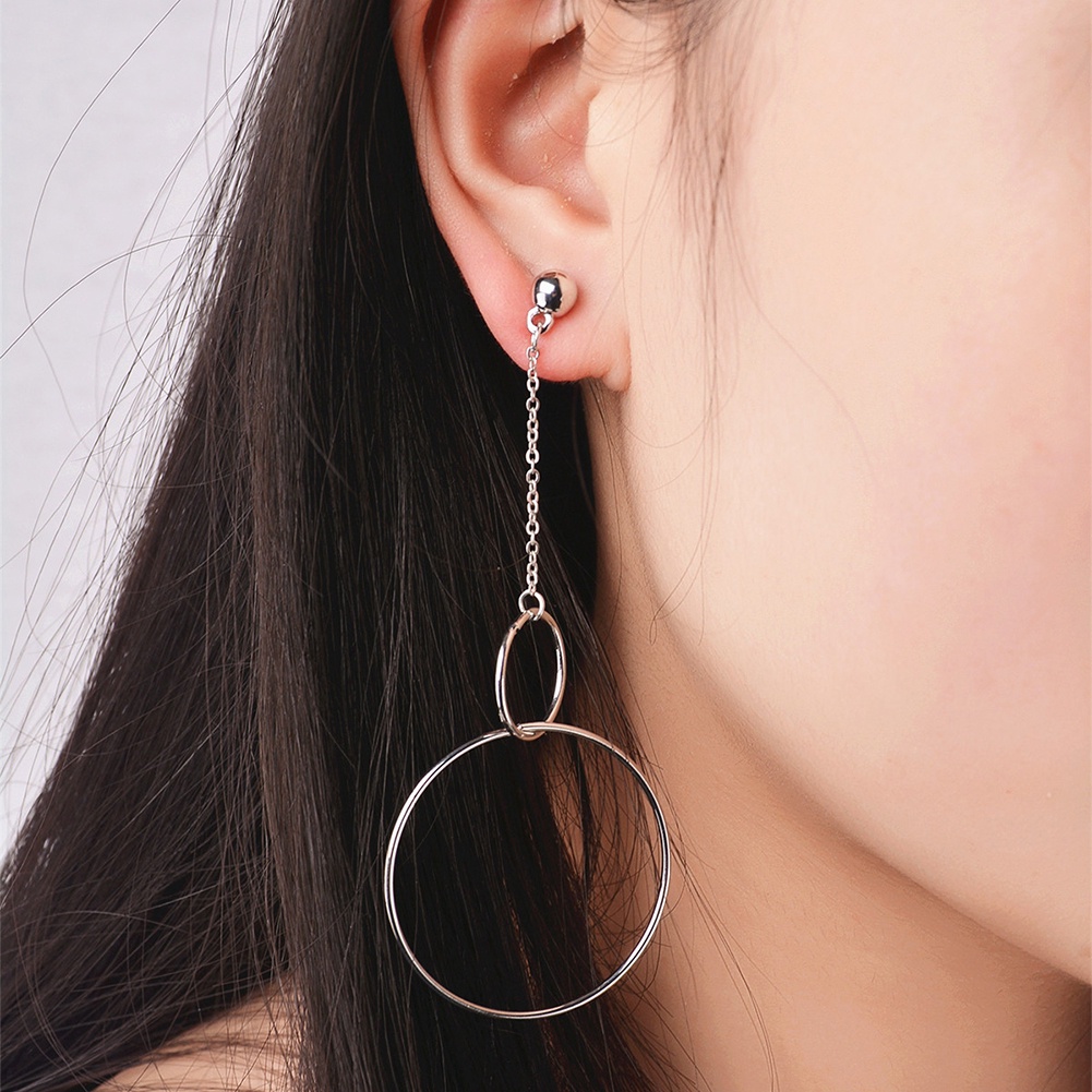 Hu Hu Hu Hu Hu Alat Bantu Pasang Kacamata♡ Anting Hoop Rantai Panjang Bahan Metal Untuk Wanita