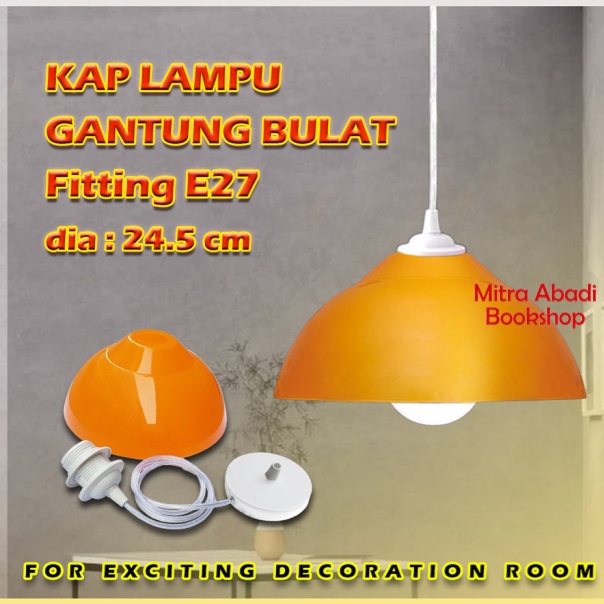 Kap Lampu Gantung BULAT Fitting E27 Diameter 24,5 cm