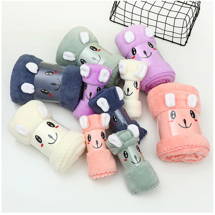 (COD) handuk lucu mandi &amp; Handuk wajah hadiah 1 set 2pcs handuk kelinci cotton towel import murah 2in1