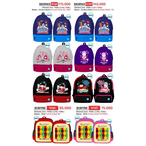 Tas Anak Sekolah bahan Cordura Nylon By Moslem Kids