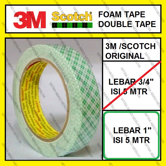 

Eklusif Foam Tape 3M Double Tape 3M Scotch 1" Isi 5 Meter Lakban Busa Hemat
