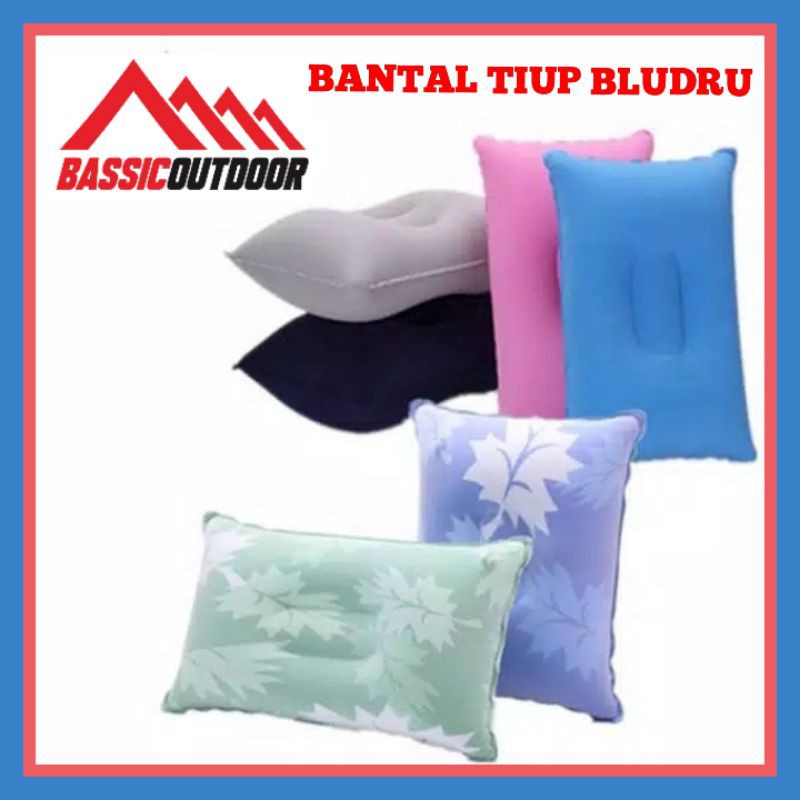 Bantal angin tiup vinyl bludru travel pillow