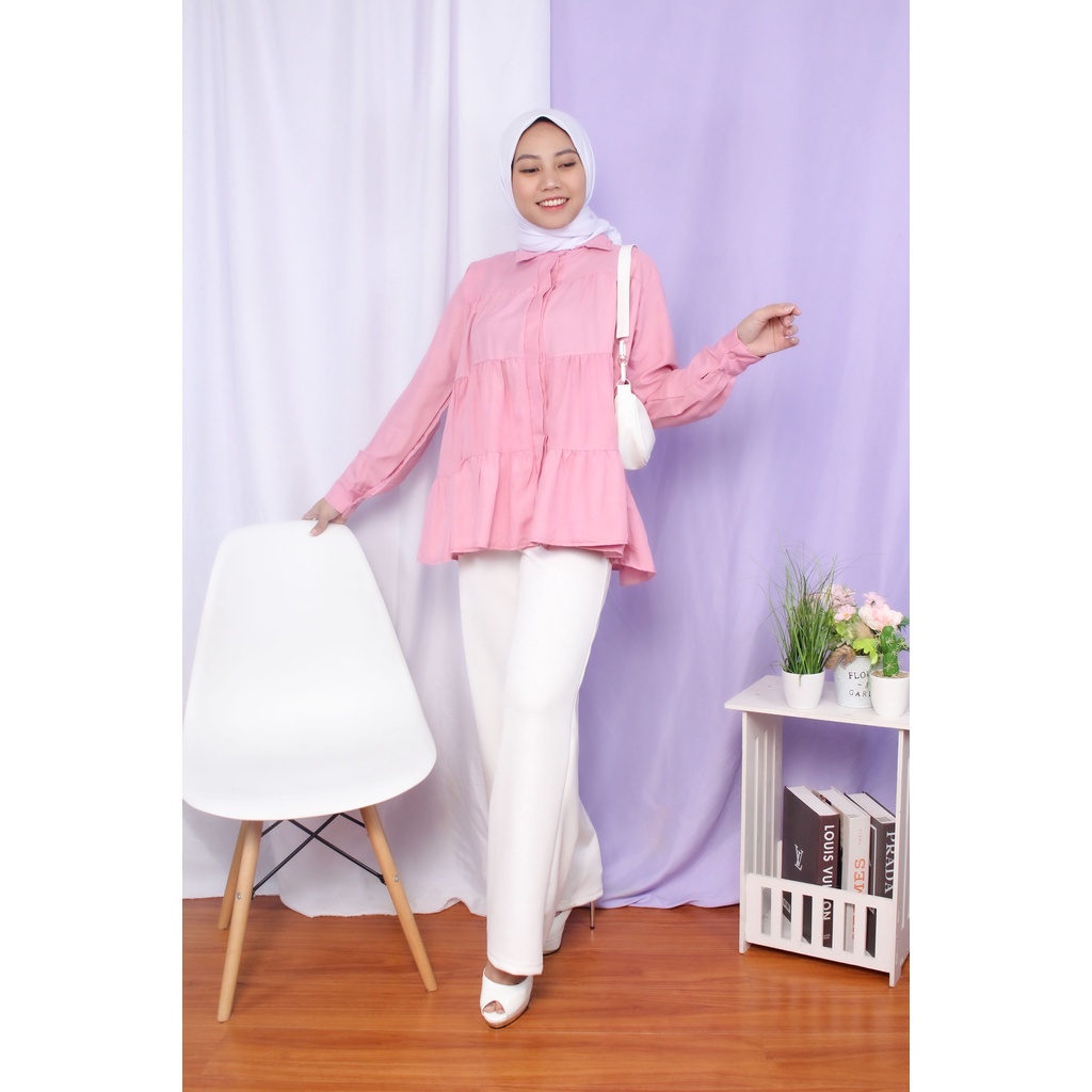 Tq88indonesia Baju Blouse Wanita Terbaru / Sora Blouse  / Blouse Rempel Kekinian / Blus / Ootd Terbaru / Outfit Citayam Kekinian