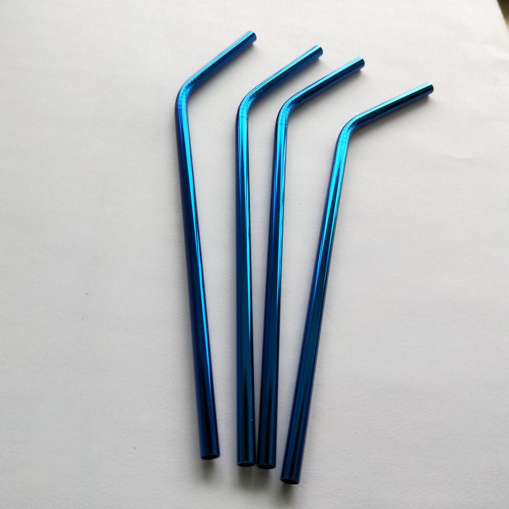 Sedotan Stainless Steel Straw BIRU - Sedotan Metal