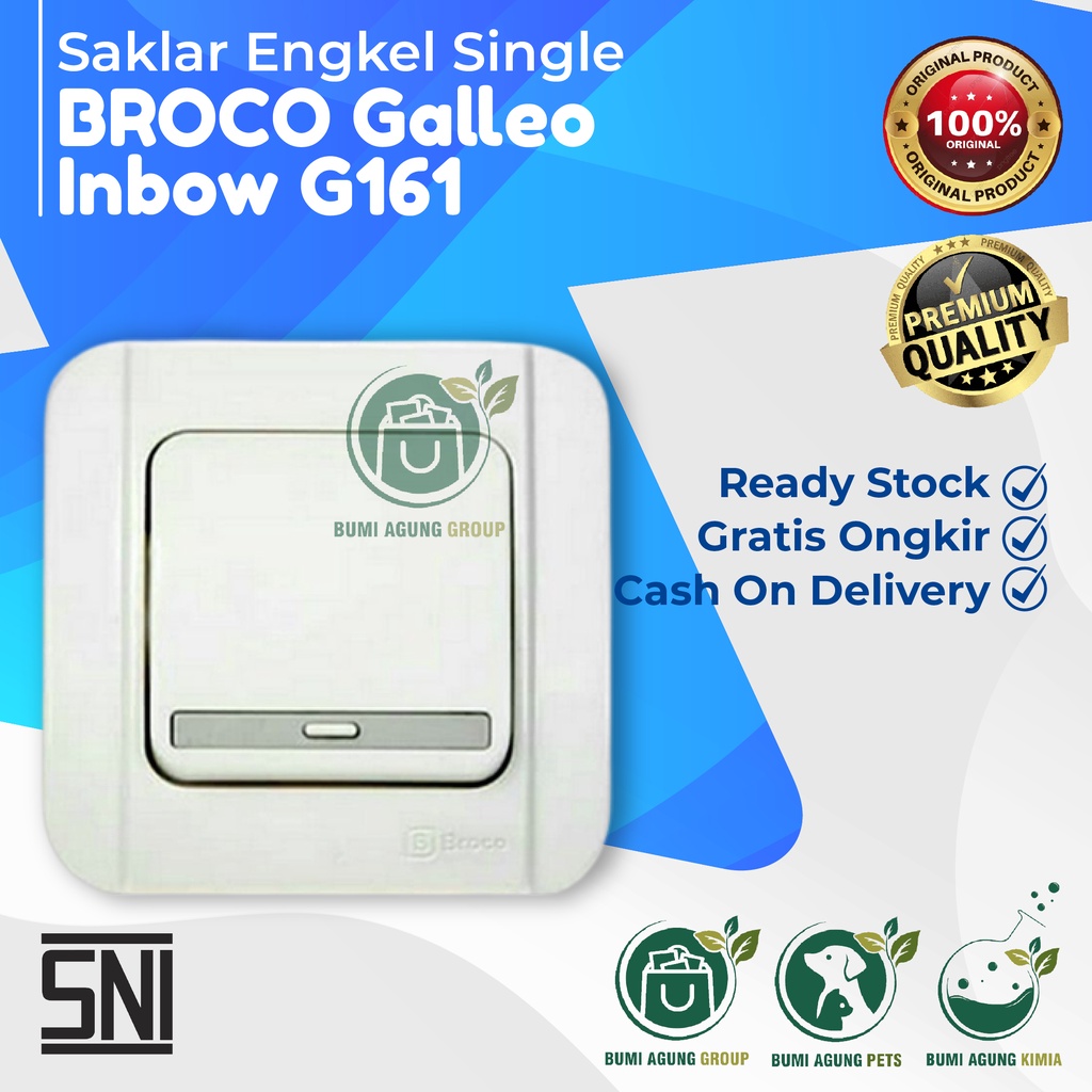 Saklar Engkel Single BROCO Galleo G161 Tanam IB Inbow tunggal tungal bagus