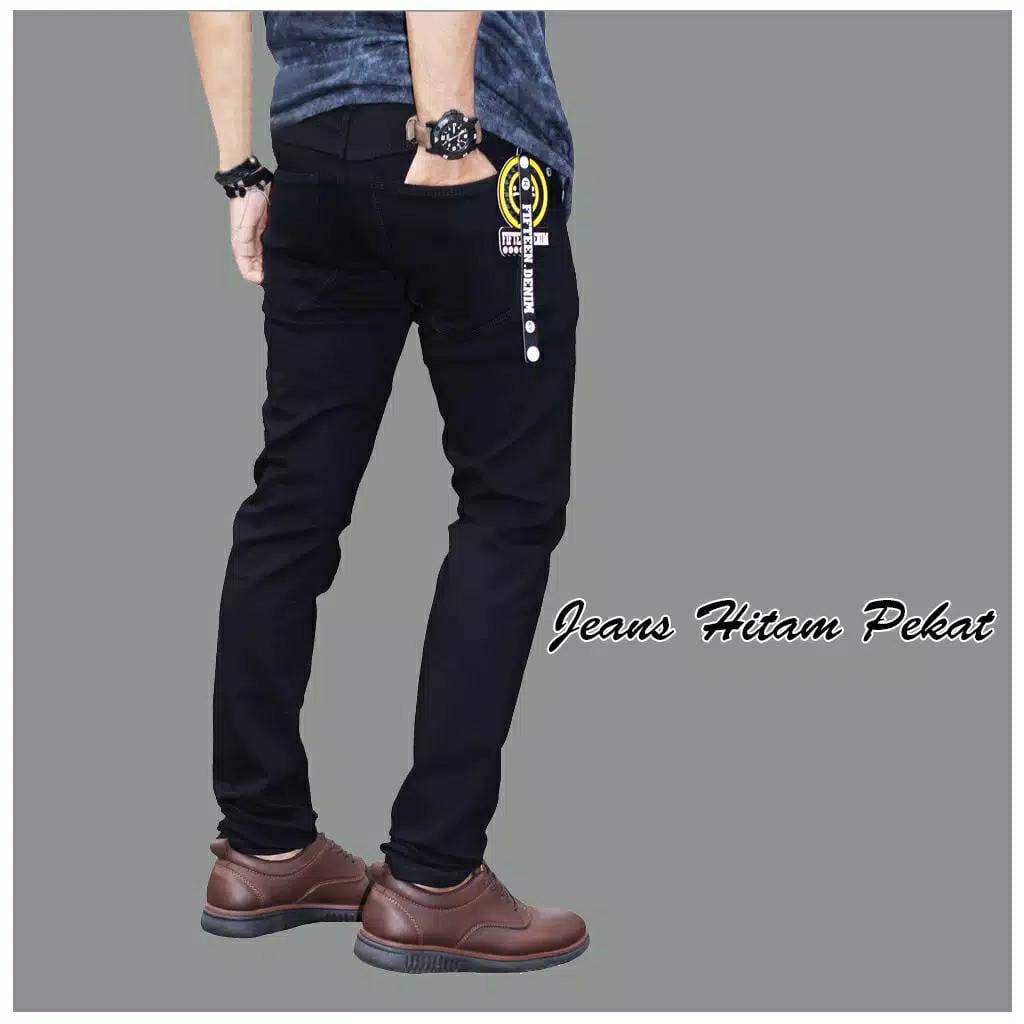 promo celana jeans pensil slimfit skinny cowok pria biru dongker biru muda hitam pekat