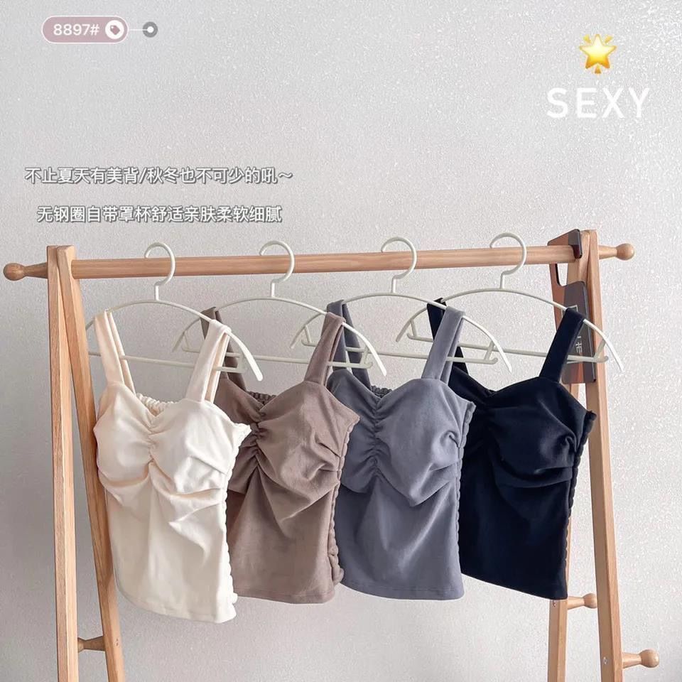 KINDS STORE ❤️ | Tanktop Bra Model Kerut Tengah Panjang Standar / Tank top dengan Cup Bra