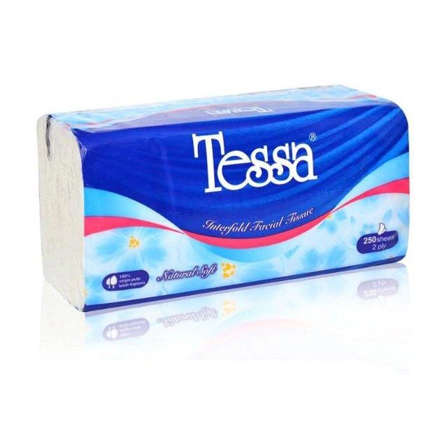 

Tisu Tessa 250 Ply - Tisu interfold Facial Tissue Naturan Soft - Tissu 250 Lembar