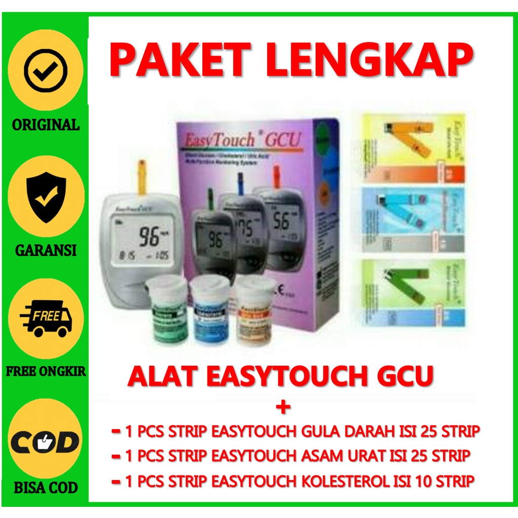 Jual paket lengkap easytouch gcu 1botol strip glucose 1botol strip