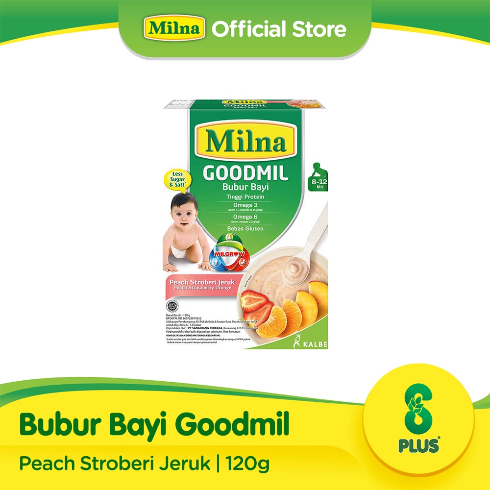 Milna Goodmil Bubur Khusus Peach, Strawberry, Jeruk 120gr 8+