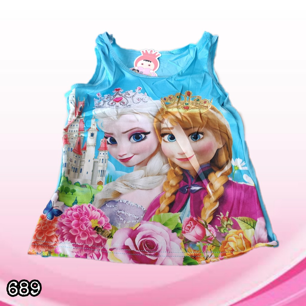 K689 - KAOS SINGLET TANKTOP ANAK WANITA MOTIF FROZEN SIZE S - XL HARGA PER 1 PCS