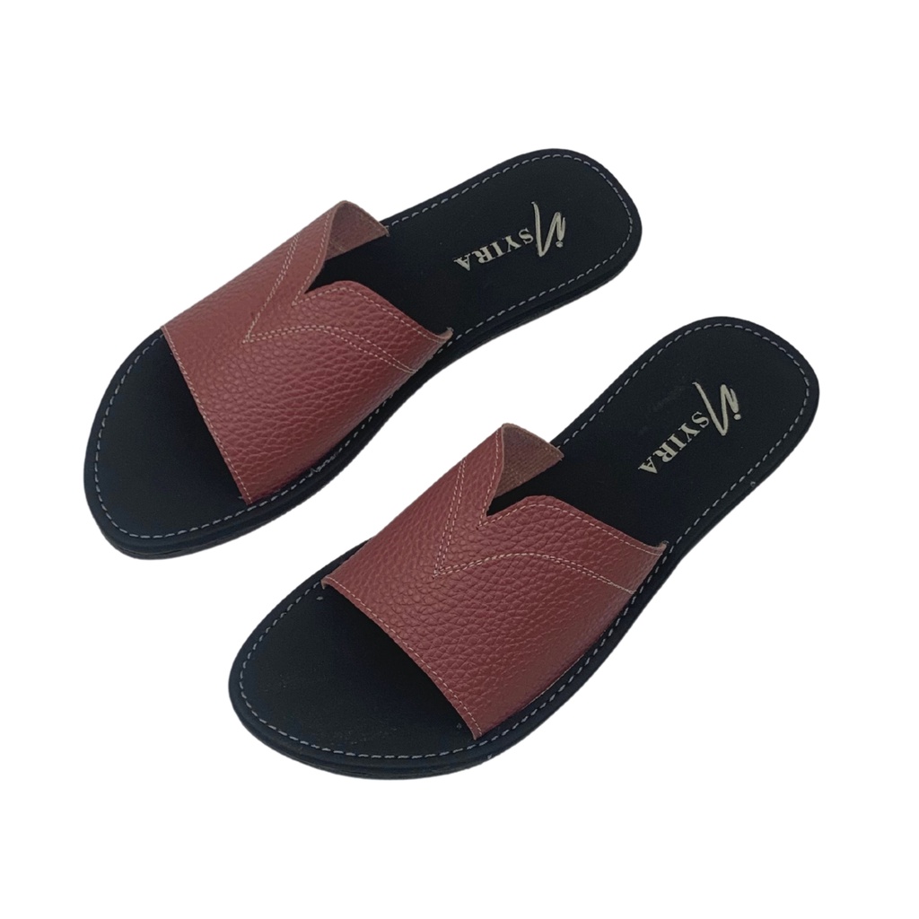 Insyira - Sandal Wanita Delina / Sandal Slop Wanita Non Slip Alas Hitam / Sandal Papirut Slop