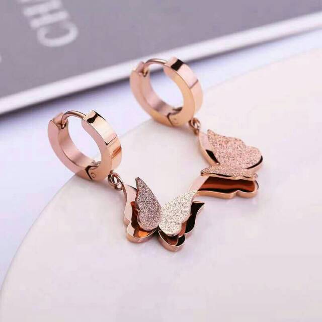 GG Anting Jepit Kupu kupu Titanium Premium#AT - 154