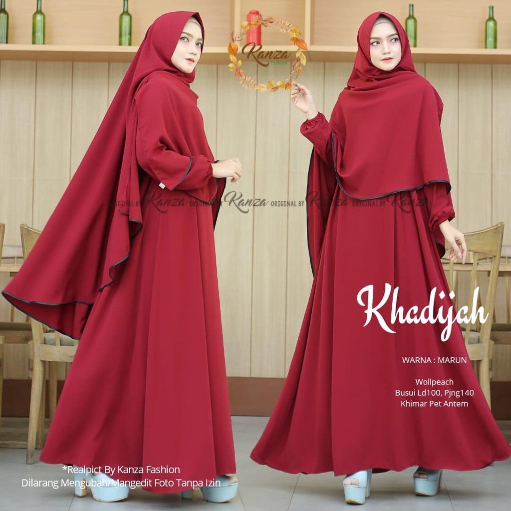 Gamis Dewasa Set Jilbab Gamis Syari Set Khimar khadijah