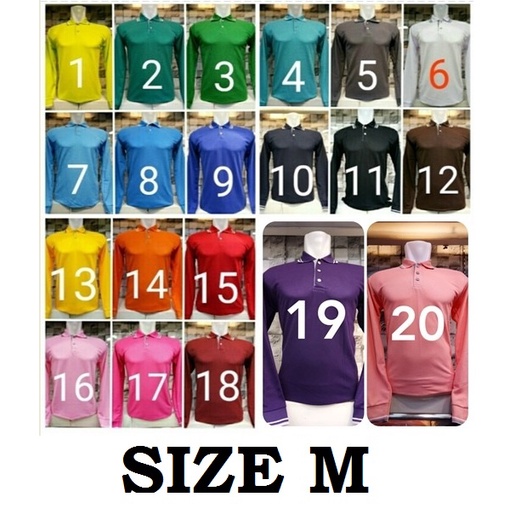 Kaos Kerah Polo Shirt Lis Size M Lengan Panjang Untuk Cewe Cowo Seragam Partai