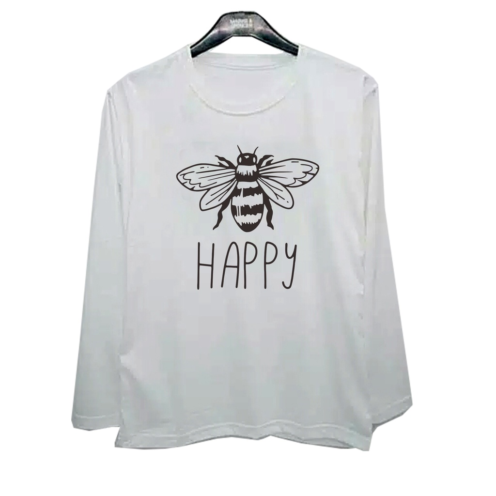 Kaos Lengan Panjang Pria Wanita Fs store Bahan Katun Combed Jumbo Kaos Lengan Panjang Big Size Bee H