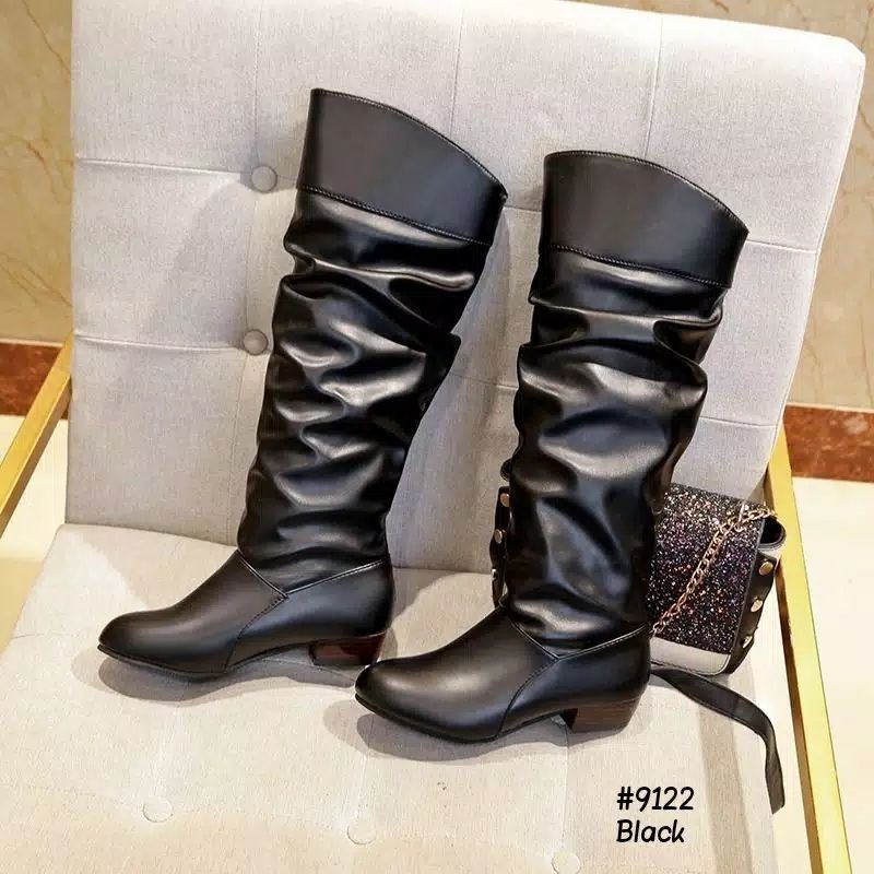 Boots winter overknee leather elastic #KY519 ini bisa buat line dance juga ya